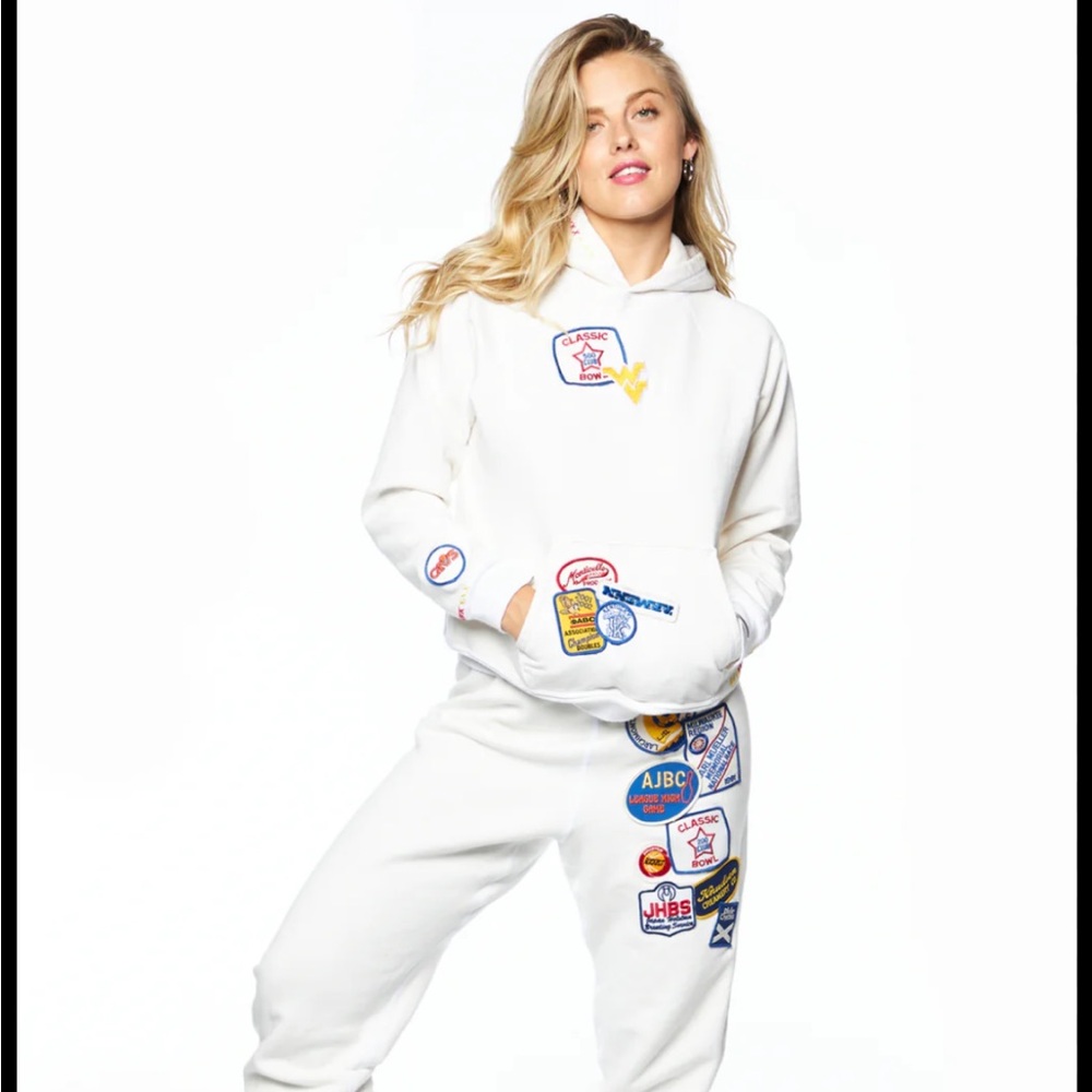 Riley 1880 All Patched Up White Hoodie‎ Pullover Small